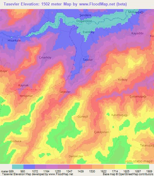 Tasevler,Turkey Elevation Map