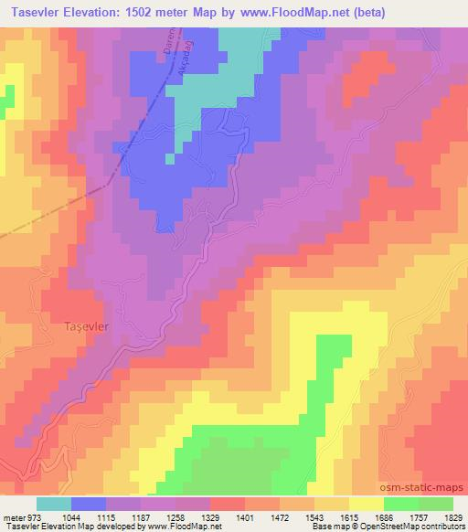 Tasevler,Turkey Elevation Map