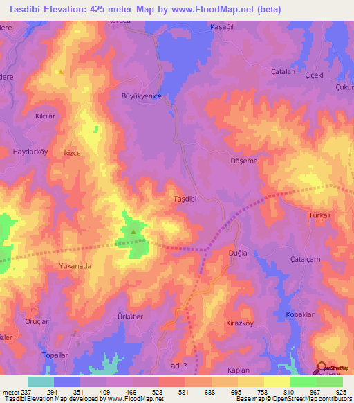 Tasdibi,Turkey Elevation Map