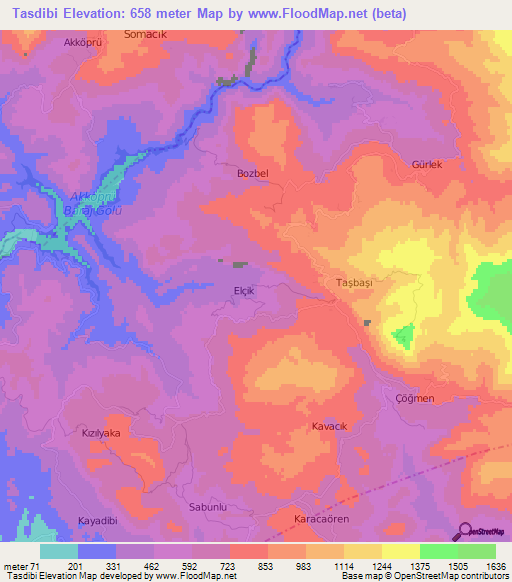 Tasdibi,Turkey Elevation Map