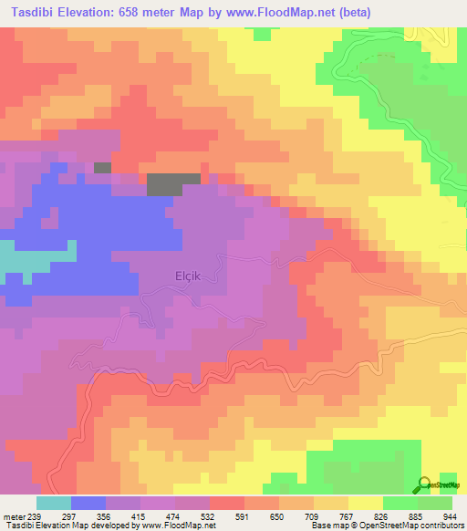 Tasdibi,Turkey Elevation Map