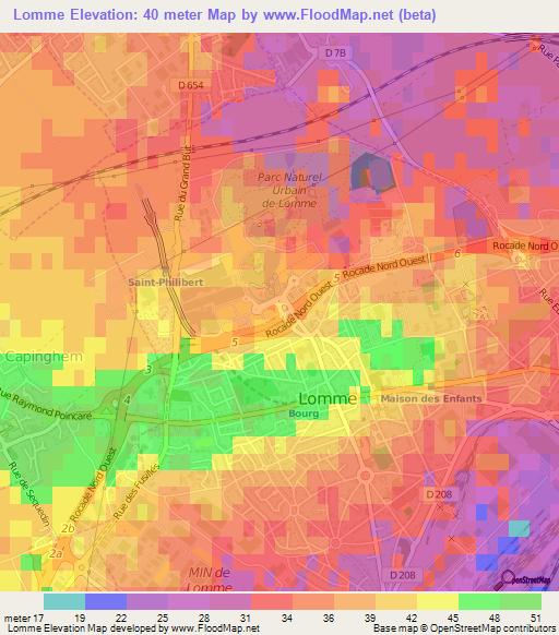 Lomme,France Elevation Map