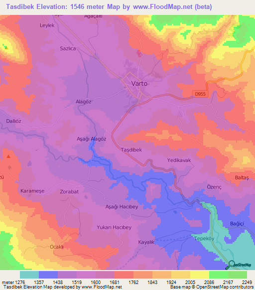 Tasdibek,Turkey Elevation Map