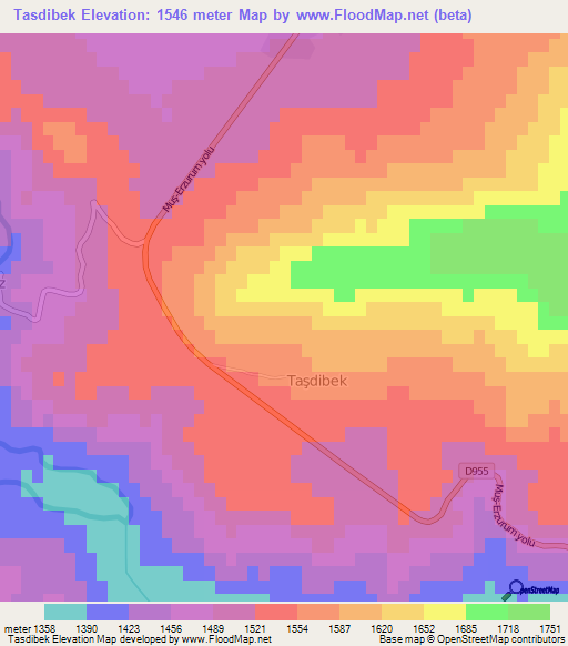 Tasdibek,Turkey Elevation Map