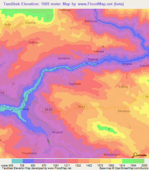 Tasdibek,Turkey Elevation Map