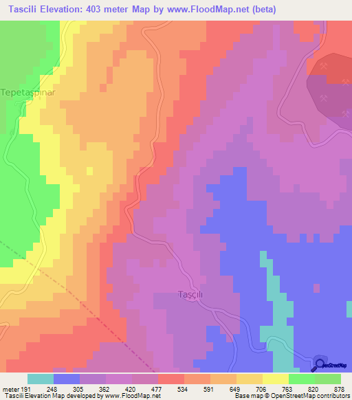 Tascili,Turkey Elevation Map