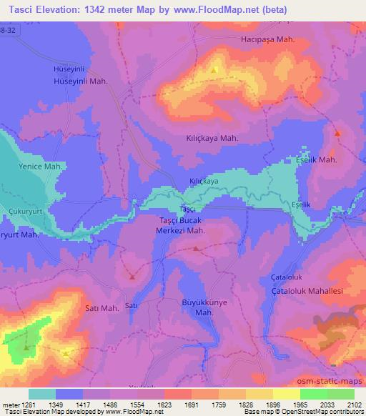 Tasci,Turkey Elevation Map