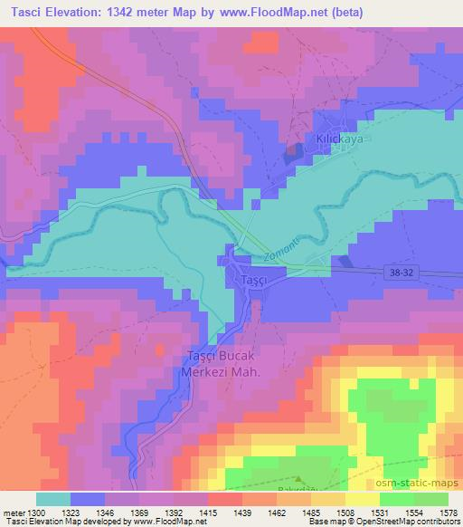 Tasci,Turkey Elevation Map