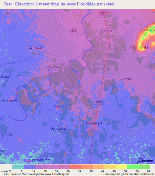 Tasci,Turkey Elevation Map