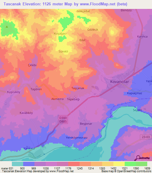 Tascanak,Turkey Elevation Map