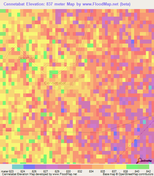 Cennetabat,Turkey Elevation Map