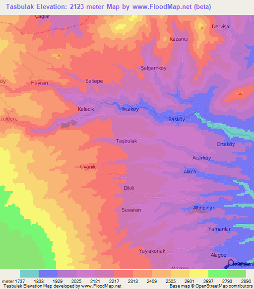 Tasbulak,Turkey Elevation Map