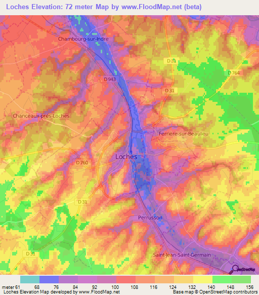 Loches,France Elevation Map