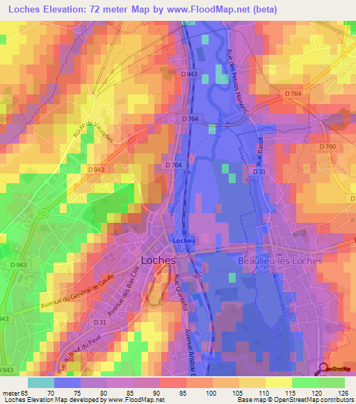 Loches,France Elevation Map