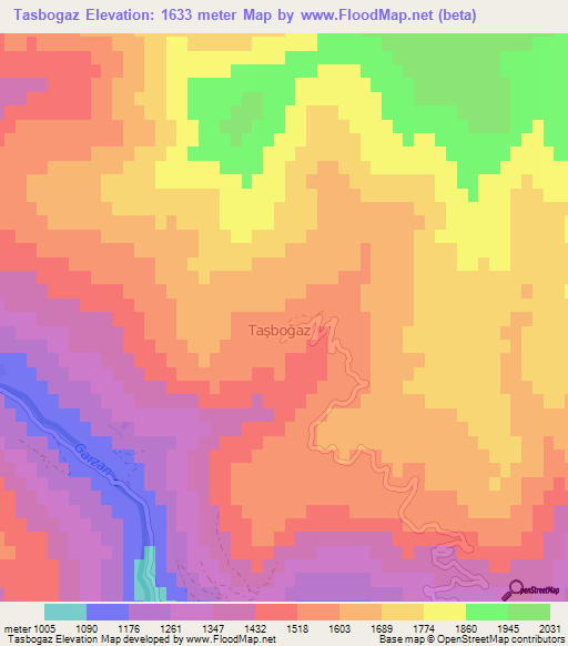 Tasbogaz,Turkey Elevation Map