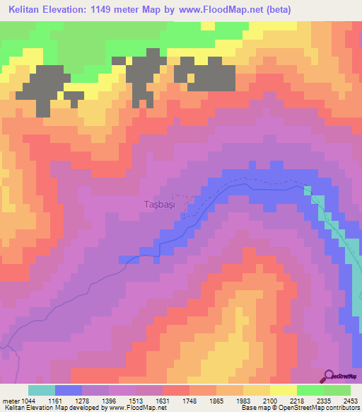 Kelitan,Turkey Elevation Map