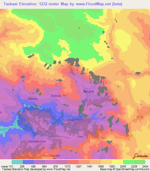 Tasbasi,Turkey Elevation Map