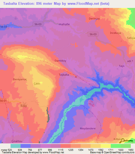 Tasbalta,Turkey Elevation Map