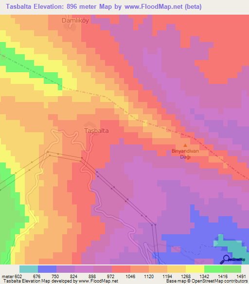 Tasbalta,Turkey Elevation Map