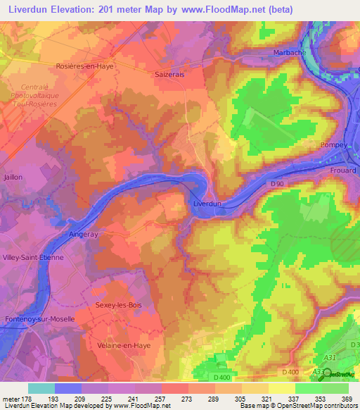 Liverdun,France Elevation Map