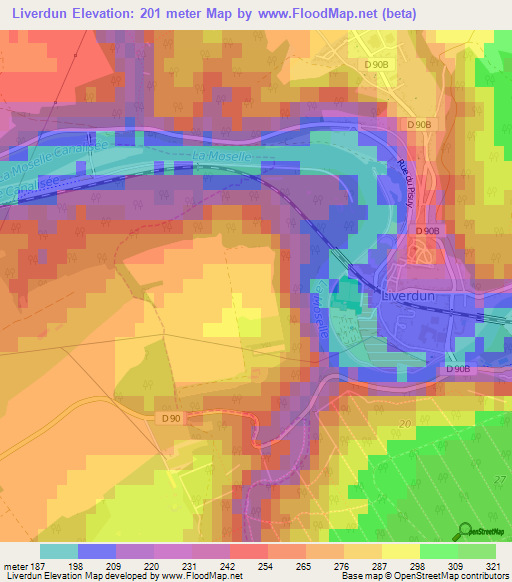 Liverdun,France Elevation Map