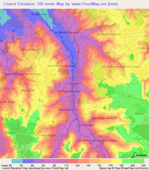 Livarot,France Elevation Map