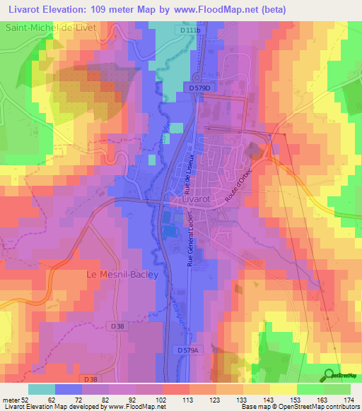 Livarot,France Elevation Map