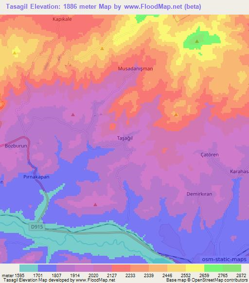 Tasagil,Turkey Elevation Map