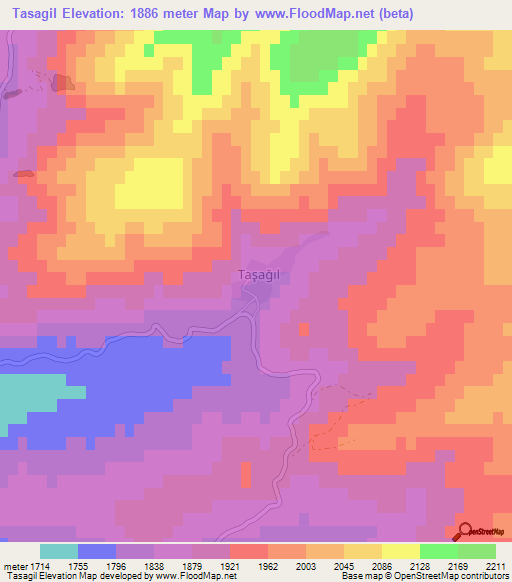 Tasagil,Turkey Elevation Map