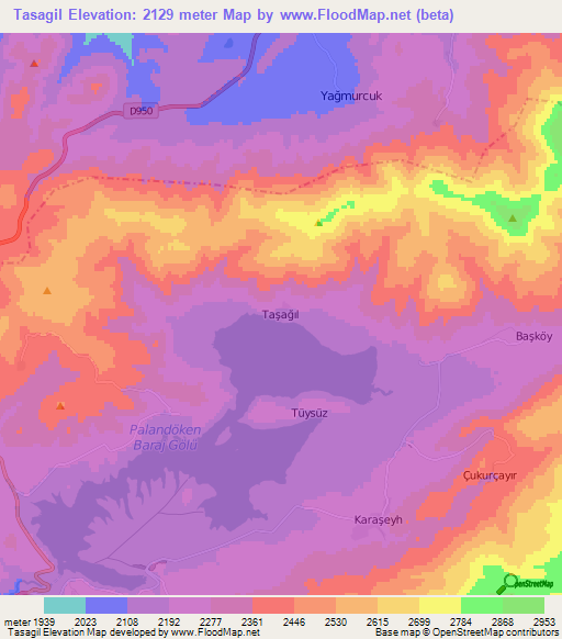 Tasagil,Turkey Elevation Map