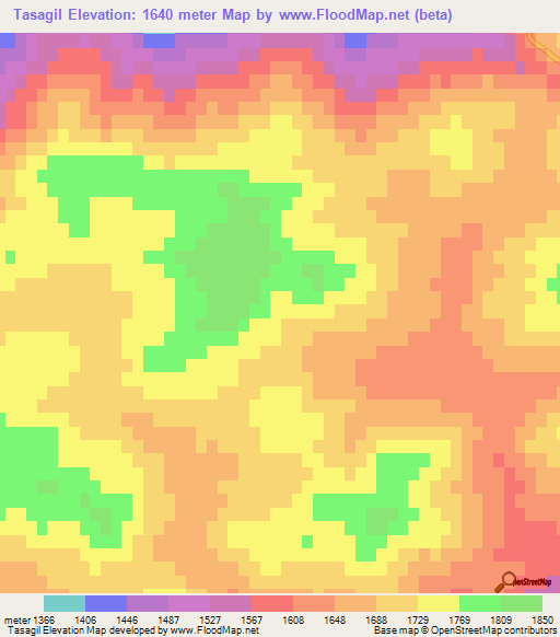 Tasagil,Turkey Elevation Map