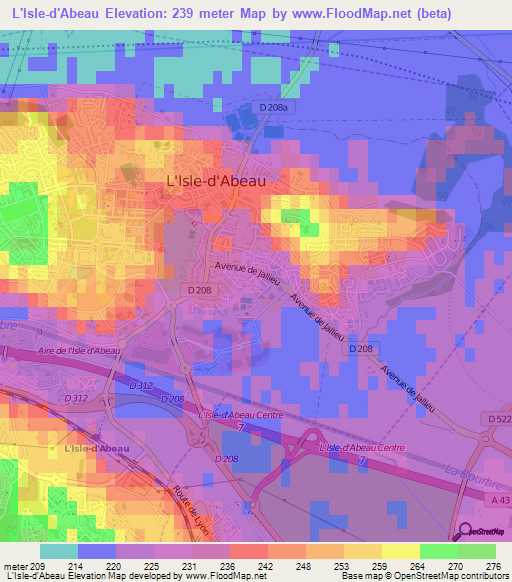 L'Isle-d'Abeau,France Elevation Map