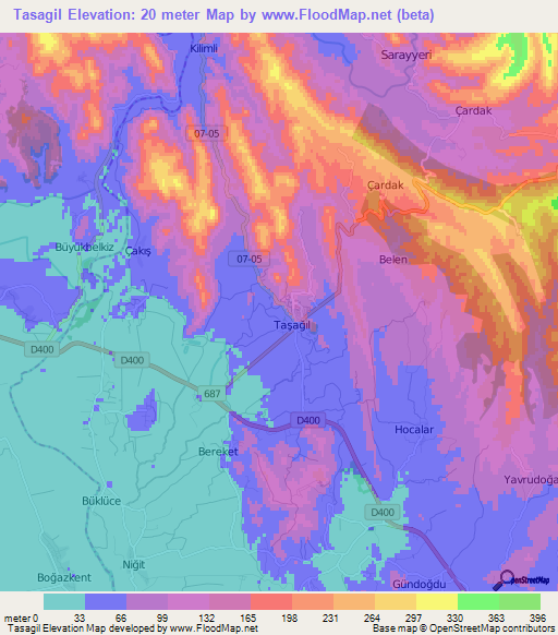 Tasagil,Turkey Elevation Map