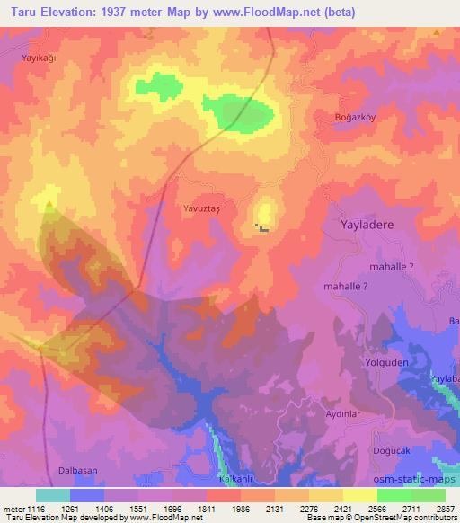 Taru,Turkey Elevation Map