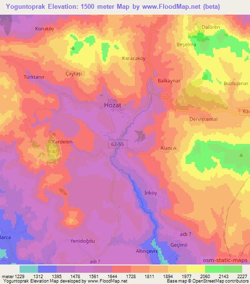 Yoguntoprak,Turkey Elevation Map