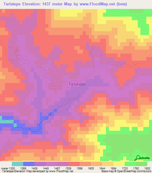 Tarlatepe,Turkey Elevation Map