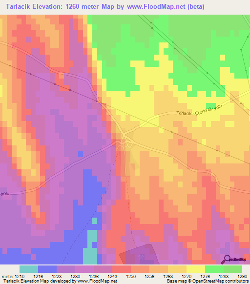 Tarlacik,Turkey Elevation Map