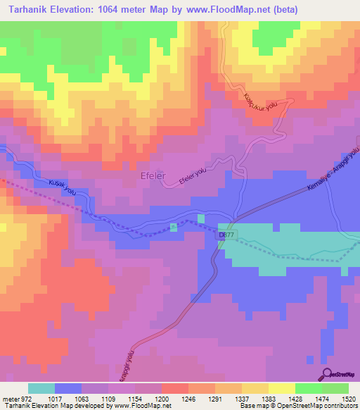 Tarhanik,Turkey Elevation Map