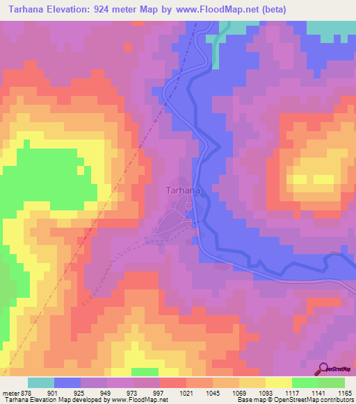 Tarhana,Turkey Elevation Map