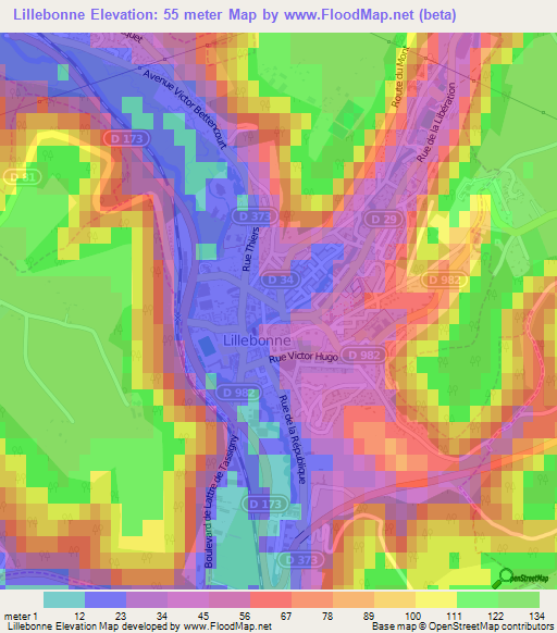 Lillebonne,France Elevation Map