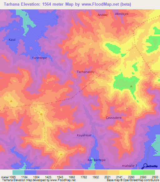 Tarhana,Turkey Elevation Map