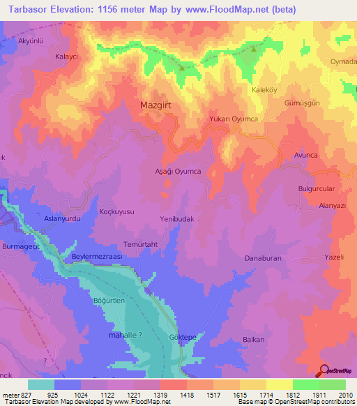 Tarbasor,Turkey Elevation Map