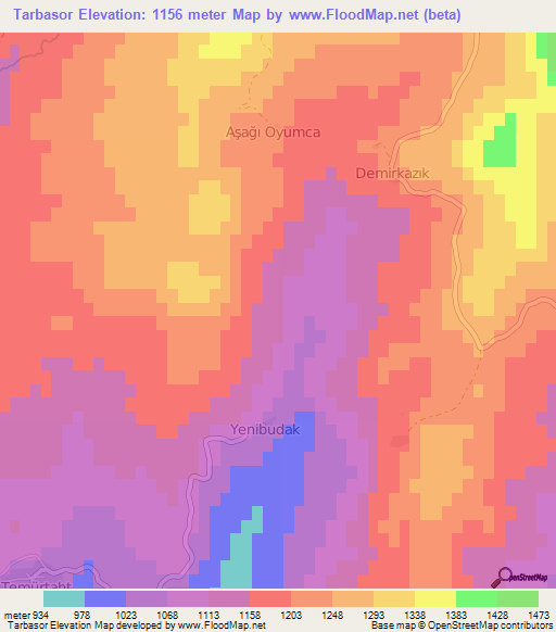 Tarbasor,Turkey Elevation Map