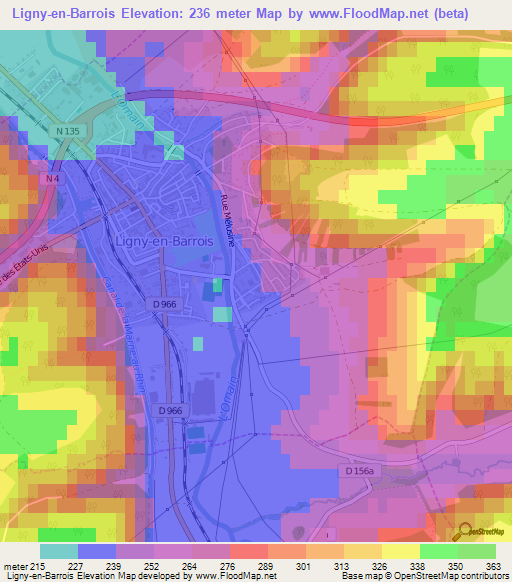 Ligny-en-Barrois,France Elevation Map