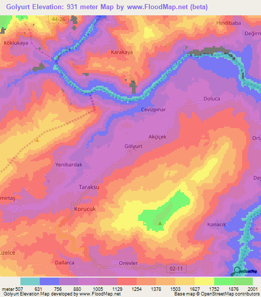 Golyurt,Turkey Elevation Map