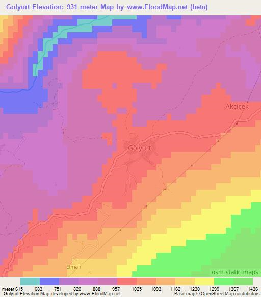 Golyurt,Turkey Elevation Map