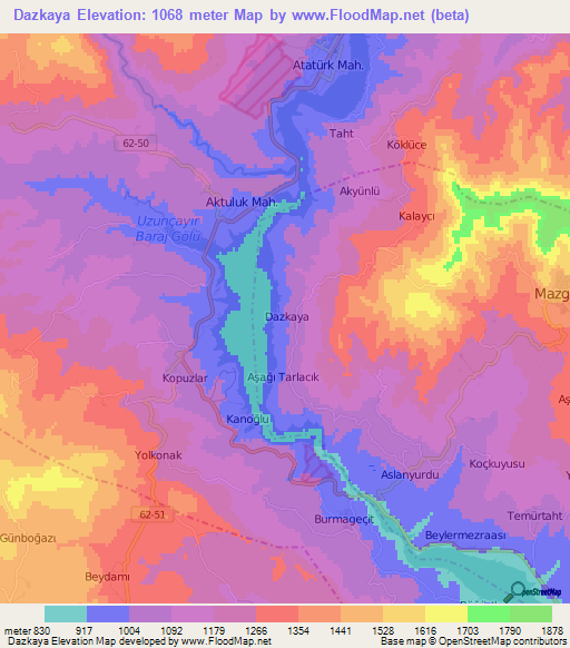 Dazkaya,Turkey Elevation Map