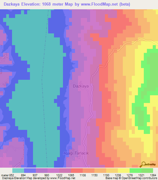 Dazkaya,Turkey Elevation Map