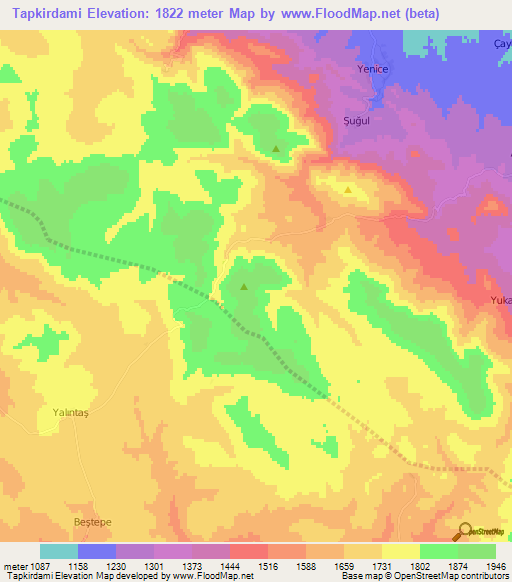 Tapkirdami,Turkey Elevation Map