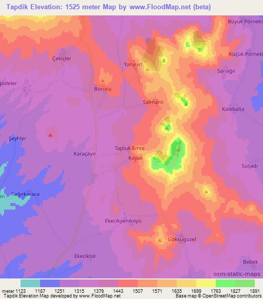 Tapdik,Turkey Elevation Map